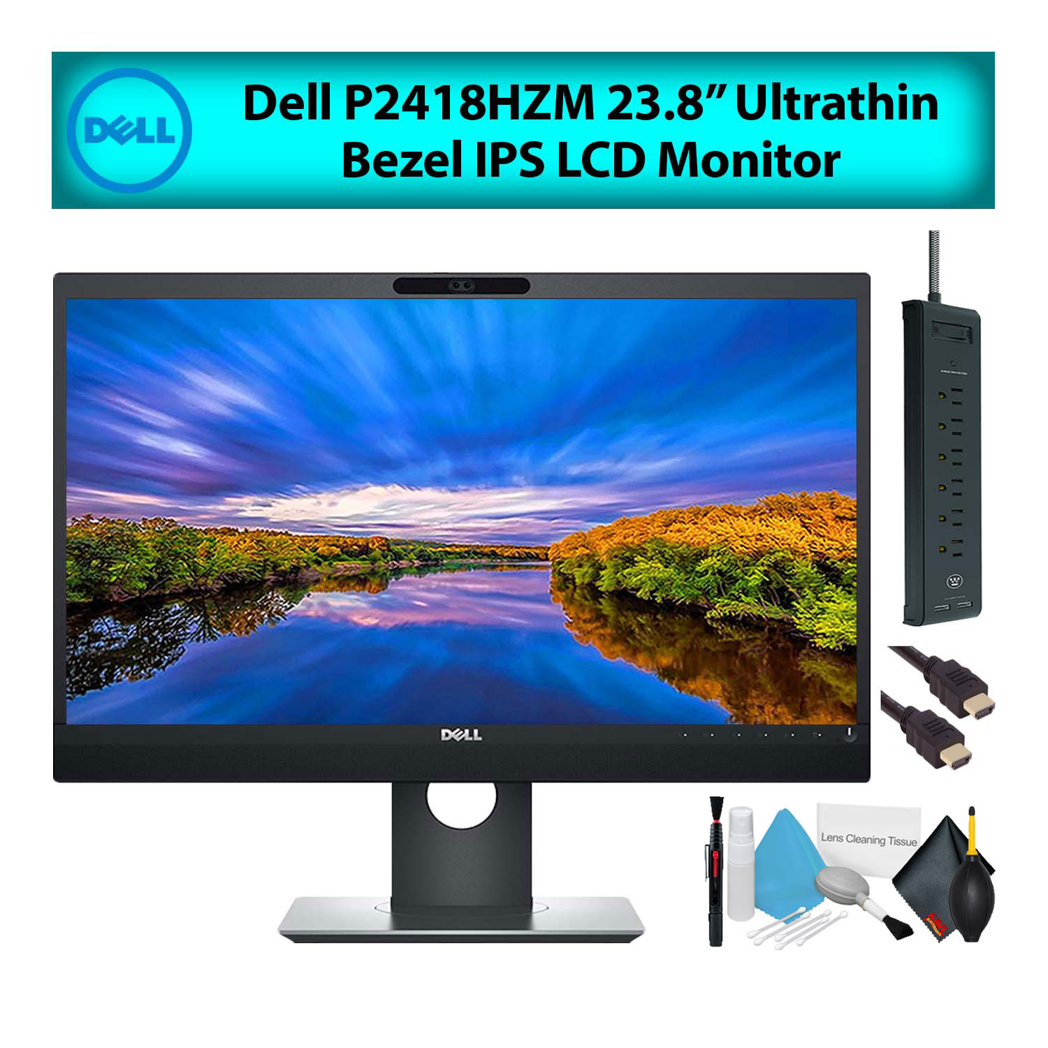 Dell 24" (P2418HZM) Ultrathin IPS LCD Computer Monitor Deluxe Bundle