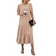 thumbnail image 1 of Vestido PRETTYGARDEN Boho Midi Caqui con Mangas Abullonadas XL, 1 of 8