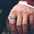 thumbnail image 2 of 925 Silver Ring Male Finger Accessories Personality Retro Buddhist Scripture Mantra Om Mani Padme Hum Ring For Men Adjustable, 2 of 5