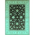 thumbnail image 1 of Ahgly Company Machine Washable Indoor Rectangle Oriental Turquoise Blue Traditional Area Rugs, 2' x 4', 1 of 4