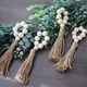 thumbnail image 1 of AURORA TRADE Servilleteros estilo granja con cuentas de madera blanca natural y borlas, 4 unidades, 1 of 7
