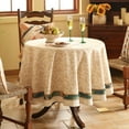 thumbnail image 3 of Designer Orange Tablecloth for Round Tables,Pineapple Tree Pattern Linen Tablecloth,Tropical Style Fruit Table Cover Cloth Decorative for Kitchen Dining Room, Diameter 60", 3 of 6