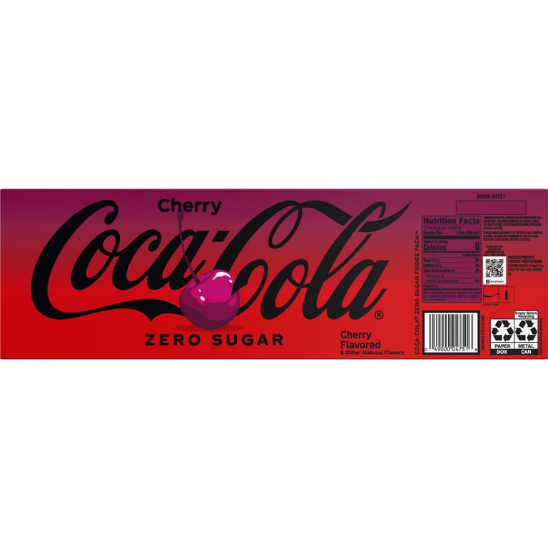 Coca-Cola Zero Sugar Cherry Soda Pop Fridge Pack Cans, 12 fl oz