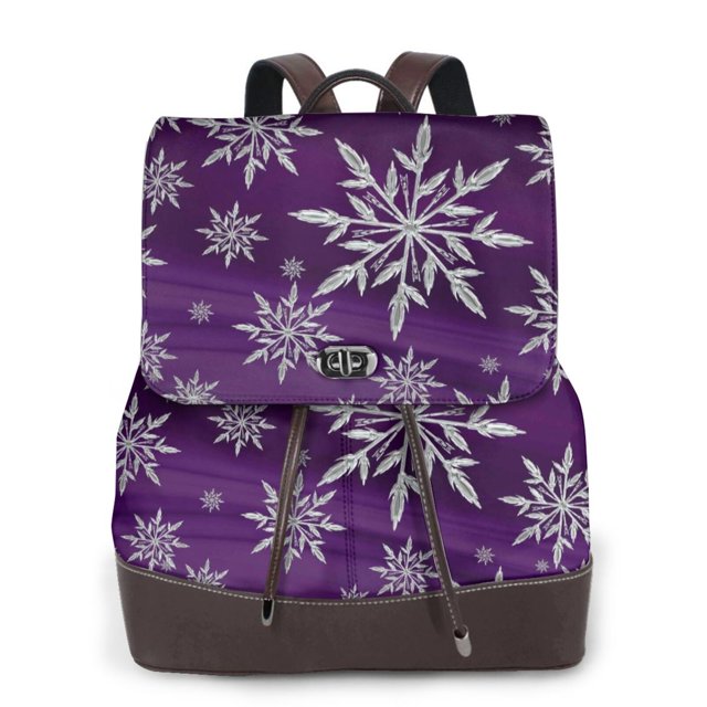 Fotbe Snowflake Gradient Purple Mochila Bolso con Estampado para Mujer, Mochila Antirrobo de Nylon Impermeable, Bolsa Ligera de Hombro