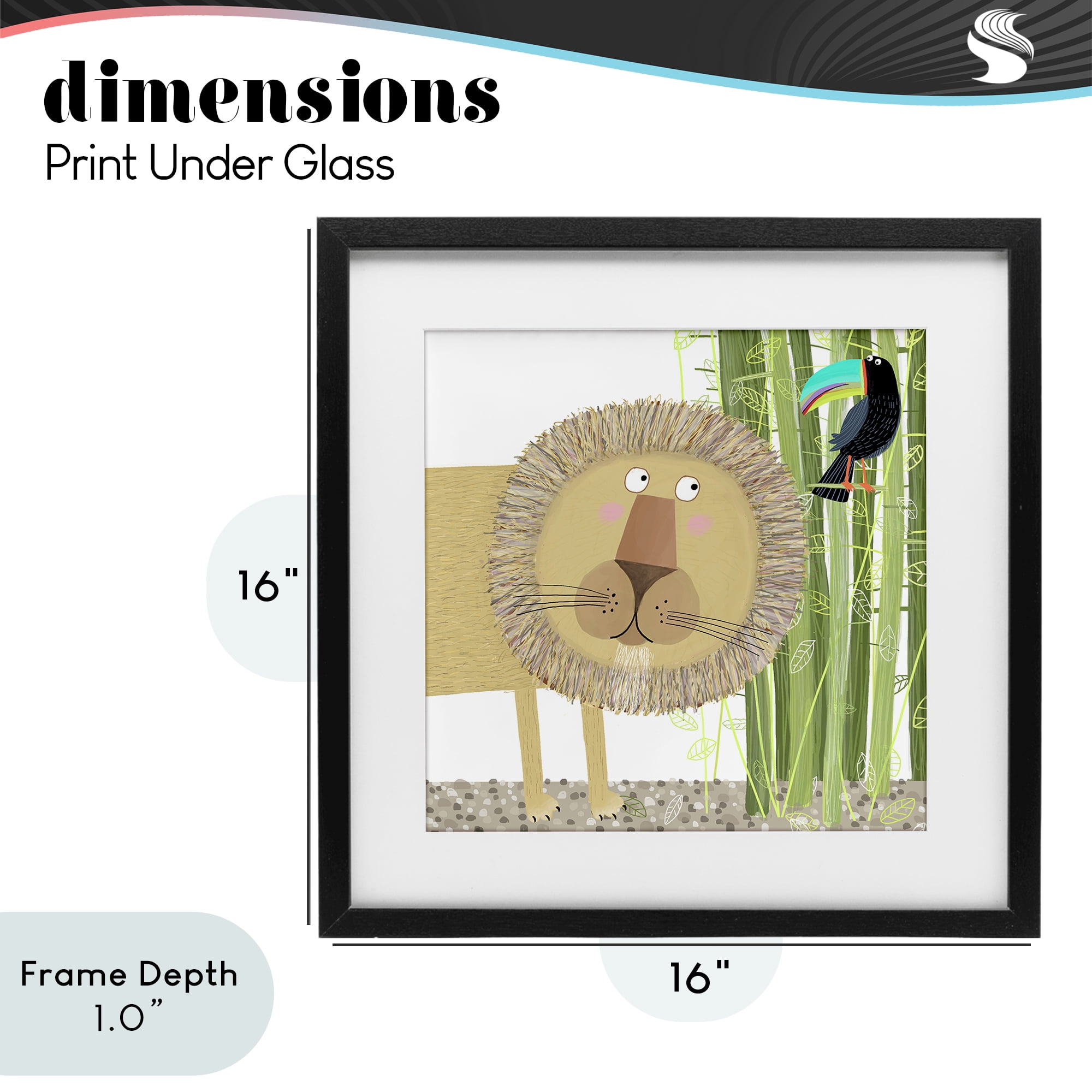 Stupell Industries Lion with Bamboo Trees & Toucan Black Framed Print Under Glass, design by Carla Daly