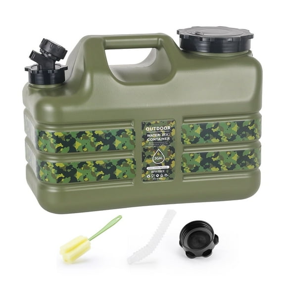 SHUWND 3 Gallon Camping Water Jug with Spigot, Camping Water Container BPA Free Water Storage No Leakage for Outdoor Hiking Picnic Supplies, Green
