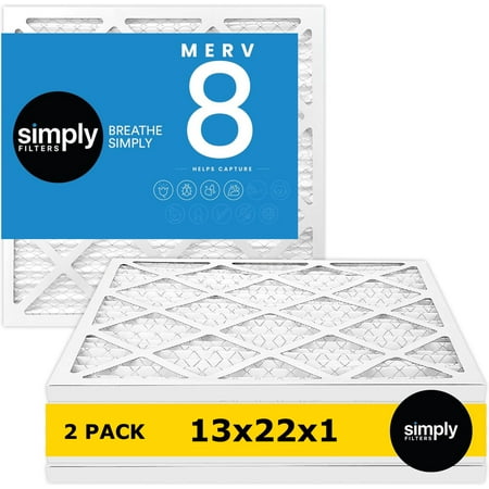 

Simply Filters 13x22x1 MERV 8 MPR 600 AC Furnace Air Filter (2 Pack)
