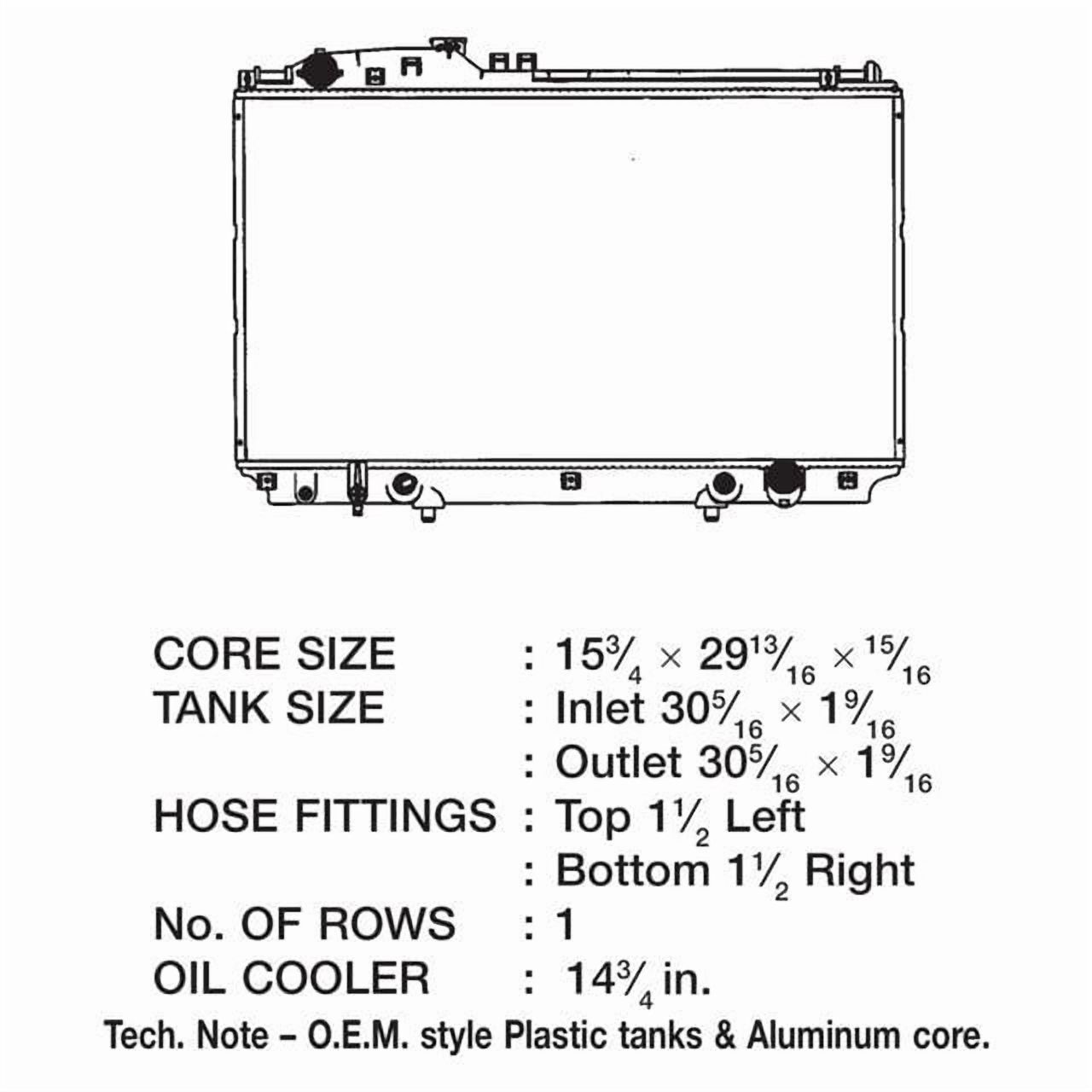 CSF 3300 1 Row Plastic Tank Aluminum Core Radiator