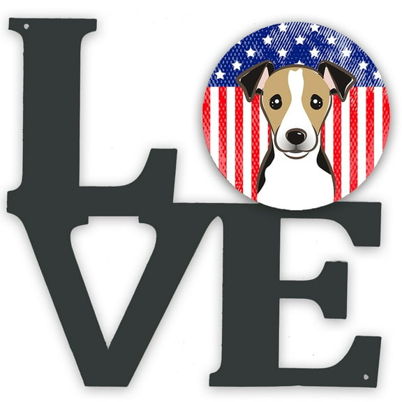 American Flag and Jack Russell Terrier Metal Wall Artwork LOVE