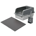 thumbnail image 3 of Caja de arena para gatos, bandeja de arena para mascotas, inodoro portátil de viaje semicerrado para gatos, orinal para conejos, gatos medianos y gran gris oscuro, 3 of 8