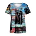 thumbnail image 4 of T-Shirts d'Été pour Femmes Grande Taille à Manches Courtes Femmes Blouse Imprimée d'Été T-Shirts Décontractés à Col en V T-Shirts à Manches Courtes Hauts T-Shirt à Col en V Femmes en Liquidation, 4 of 5