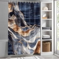 thumbnail image 3 of Abstract Blue Brown Wave Fabric Shower Curtain Modern Art Washable Shower Curtains for Bathroom, Waterproof Bath Curtain with Hooks Home Decor 72x84in, 3 of 8