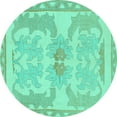 thumbnail image 1 of Ahgly Company Indoor Round Abstract Turquoise Blue Modern Area Rugs, 7' Round, 1 of 4