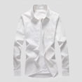 thumbnail image 2 of YLSDY Mens Long Sleeve Button Down Shirts Casual Summer Tops 2025 Stylish Business Dress Shirt Casual Work Tees Fall Clothes White M, 2 of 3