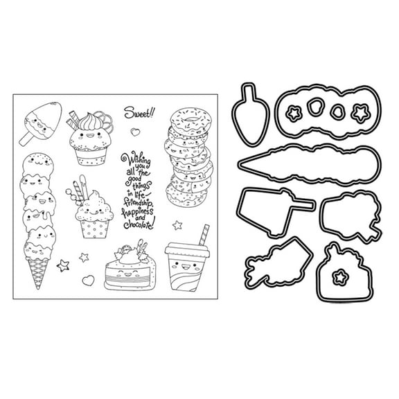 Sardfxul Embossing Cutting Dies and Scrapbooking Stamps Set Clear Silicone Stampers