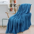 thumbnail image 3 of PAVILIA Soft Fleece Teal Blue Throw Blanket for Couch, Lightweight Plush Warm Blankets for Bed, Fuzzy Cozy Flannel Blanket Throw for Sofa, Travel, Jacquard Pattern, Teal Blue, 50x60 inch, 3 of 8