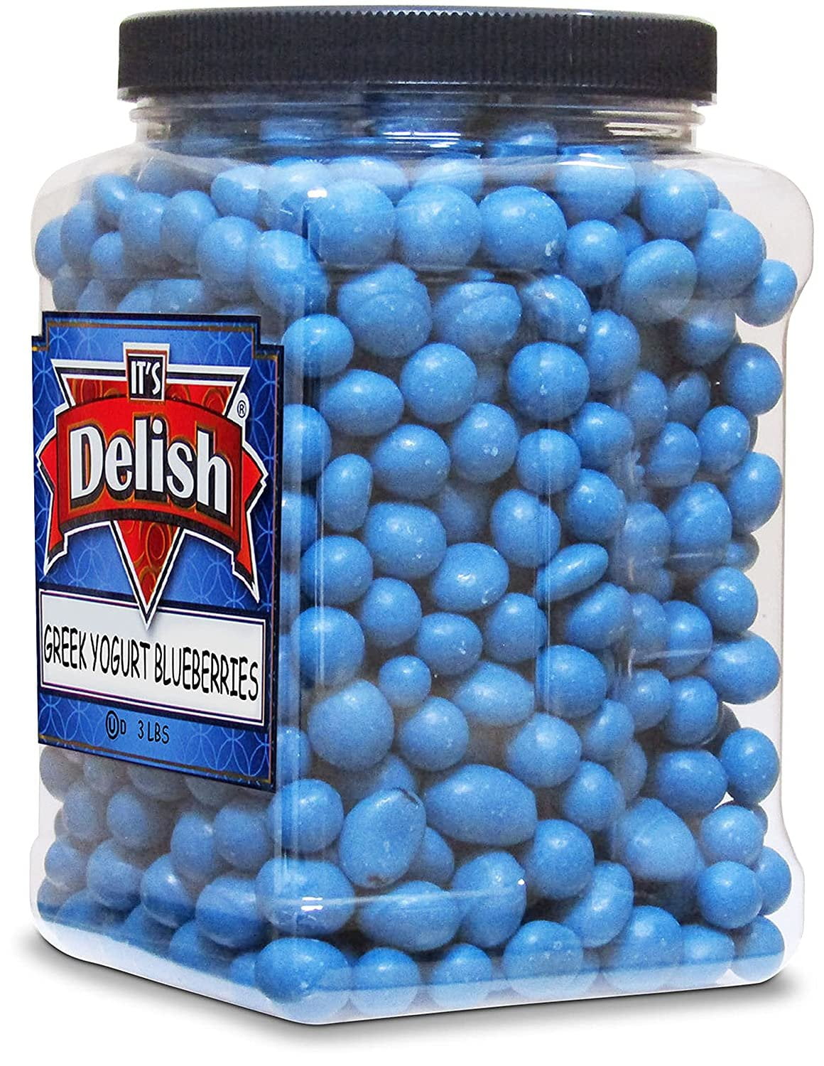 Greek Yogurt Covered Blueberries by It's Delish, 3 Lbs Jumbo Container  Scrumptious & Nutritious Yogurt Coated Dried Blueberries  Sweet Snacking and Bulk Party Treats  USA Made, Kosher Dairy
