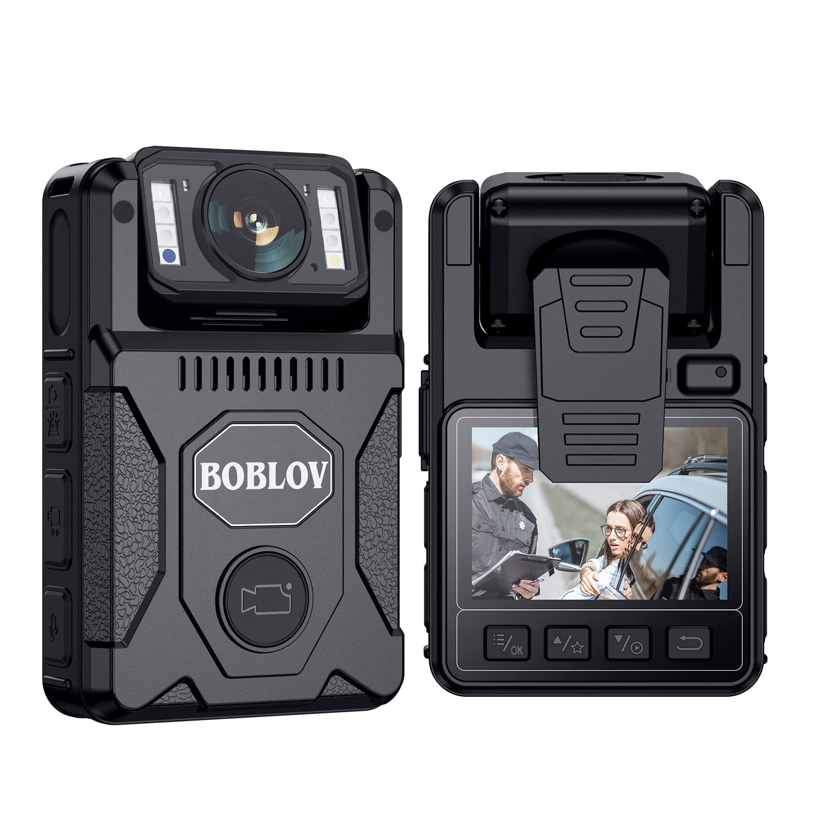 BOBLOV M7 128GB GPS Body Worn Camera, 180 Degrees Rotatable Lens, 4000 mAh 15Hours Recording Body Mounted Cameras, New Released with USB-C Port, Quick Charging with 4-5 Hours