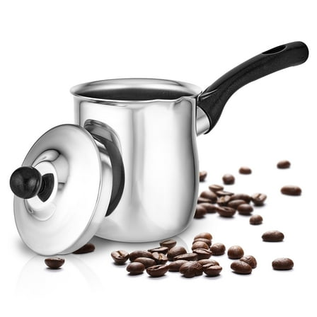 Stock Your Home 24oz Turkish Coffee Pot Set with Lid, Small Saucepan Coffee Maker, Mini Sauce Pan Butter Melter, Stainless Steel Milk Warmer Pots for Stove Top