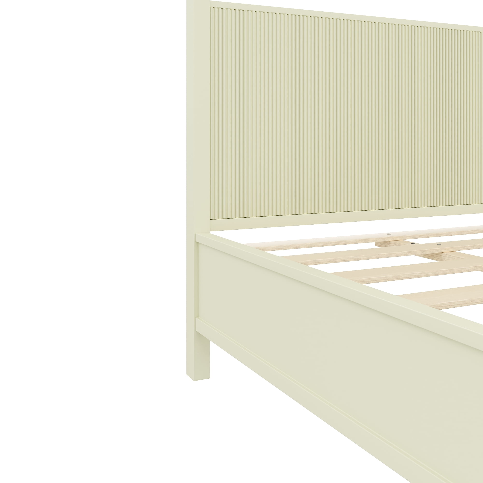 Euroco Wood King Size Canopy Platform Bed, Beige