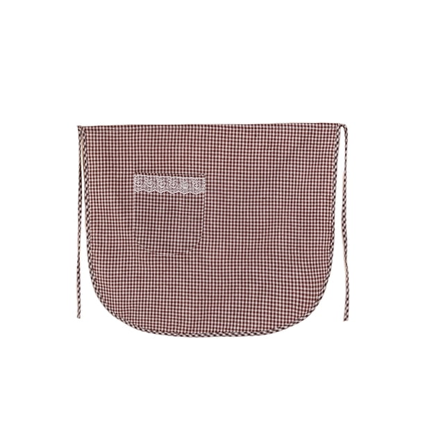 Billuyoard Medio delantal corto con delantales artesanales de bolsillo, disfraz de sirvienta de cocina para trabajo de niña para mujer, servidor Suministros de limpieza para el hogar Color café