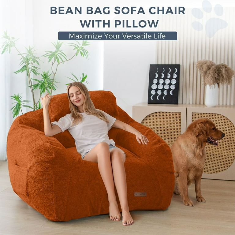 GOODONE Giant Bean Bag Chair with Pillow,Bean Bag Couch Stuffed