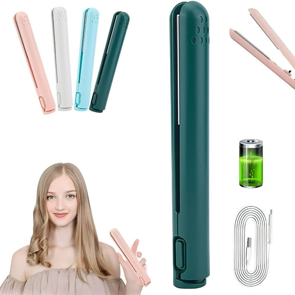 HIBIBUD Mini Dual Purpose Curling Wand Flat Iron Hair Straightener Portable Cordless