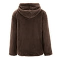 thumbnail image 5 of VISALY Womens Zip Up Hoodies Sweater Jacket Womens Winter Faux Jacket Coats Fuzzy Back Hood and Front Placket Shaggy Shacket Jacket Casual Sweaters Loose Sweaters Winter Sweaters Coffee Xxl, 5 of 5