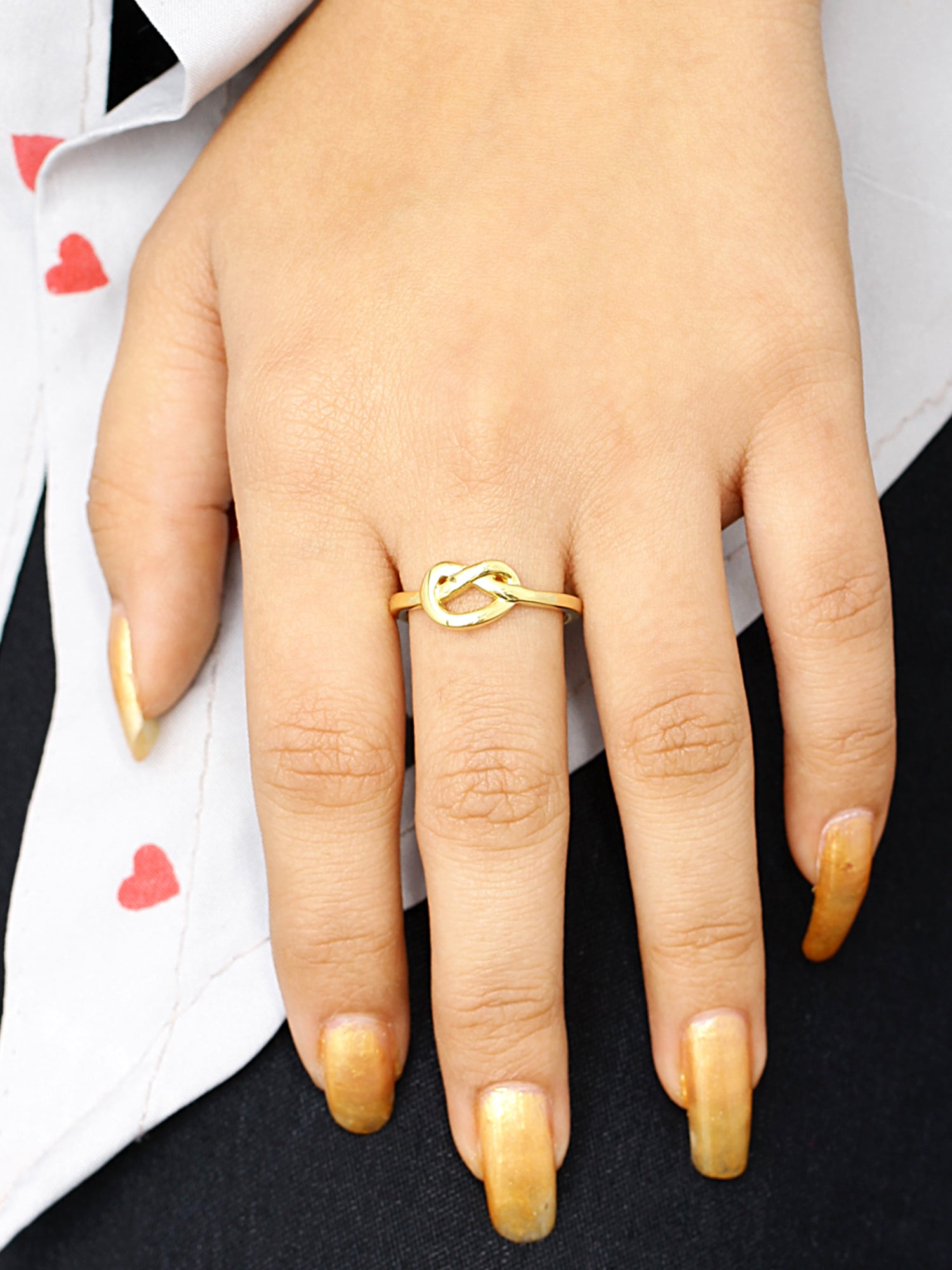 JewelersClub 14K Gold Over Silver Love Knot Friendship Ring for Women | Dainty Gold over Silver Promise Ring For Women | Silver Celtic Knot Ring For Women