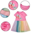 thumbnail image 4 of WOLLED Toddler Baby Girls Cotton Dresses Kids Summer Short Sleeve Rainbow Dress Birthday Party Tutu Tulle Skirt for 2-8 Years Old, 4 of 9