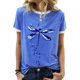 thumbnail image 1 of Camisa de manga corta con estampado para mujer, blusa informal cómoda y transpirable con cuello redondo para verano, color azul XXL, 1 of 6