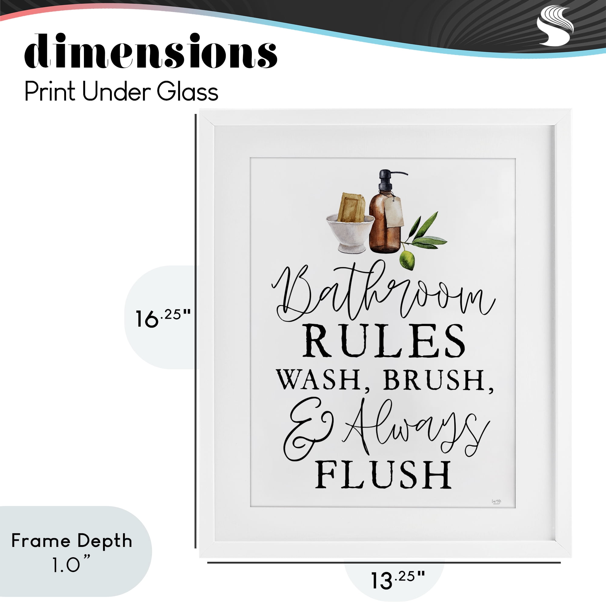 Stupell Industries Wash Brush & Always Flush White Framed Print Under Glass, design by Lux + Me Designs