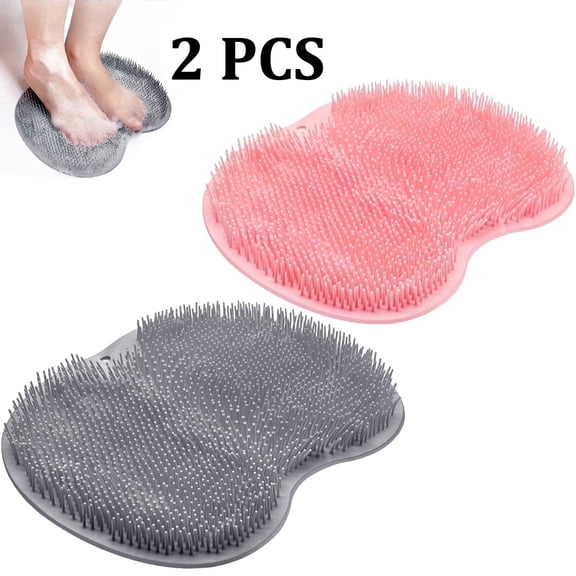 OFEFE 2 Pack Foot Scrubber in Shower,Shower Foot Scrubber Mat Back Washer Exfoliating Bath Wash Pad Wall Mounted Slip Suction Cups for Use in Cleaner Men and Women