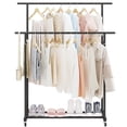 thumbnail image 2 of Calmootey Perchero de Doble Varilla para Ropa, Perchero para Colgar con Ruedas, Organizador de Ropa portátil para Dormitorio, Sala de Estar, Tienda de Ropa, Negro, 2 of 5