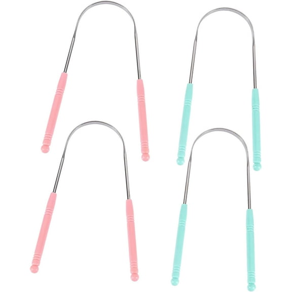 Stainless Steel Tongue Cleaner 4pcs Practical Durable Tongue Scraper Tongue Cleaner Metal Tongue Scrapers