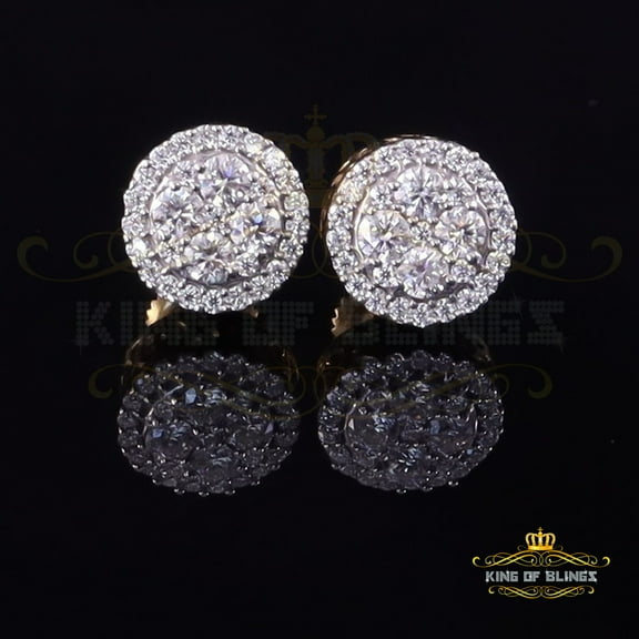 King of Bling's Men's/Womens 925 Silver Yellow 0.50ct VVS 'D' Moissanite Round Stud Earrings