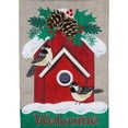 thumbnail image 1 of Holiday Chickadee Birdhouse House Burlap Flag, 1 of 1