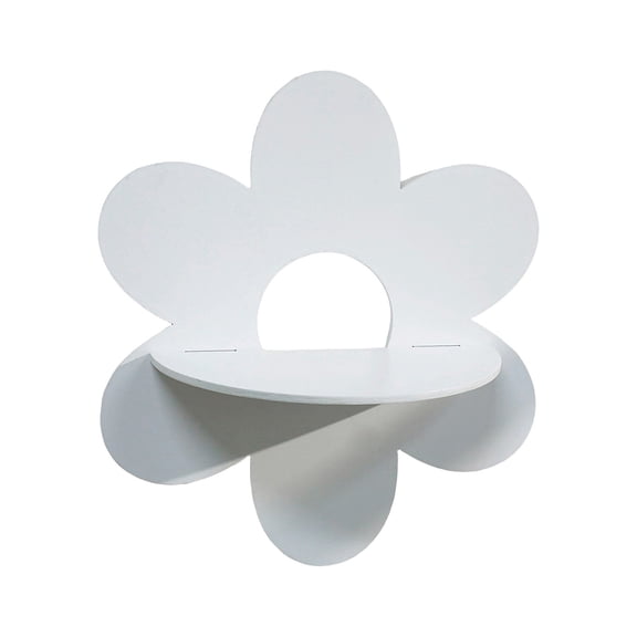 DefiDgd Flower Shaped Cute Shelf Floating Shelves,Wall Mounted Display Stand Daisy Decor Shelf for Bathroom Livingroom Bedroom Home Decoration(White)