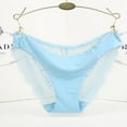 thumbnail image 3 of Women Underwear Brief lace Panties Seamless Cotton Panty Hollow Blue M, 3 of 4