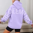 thumbnail image 2 of Oversize Hoodie for Women Fall Winter Letter Print Pullover Tops Long Sleeve Sweatshirt with Pockets Purple L, 2 of 6