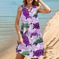 thumbnail image 2 of Feancey Women's Beach Cover Up Dress Sea Turtle Print Sleeveless Mini Dresess Summer Keyhole Round Neck Loose Short Dress Flowy Trendy Vacation Sundress，Purple，XXXXL, 2 of 9