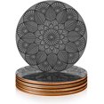 thumbnail image 1 of Cuir S pour les Boissons, 4 Pack avec Design Mandala Double Face (Gris), 1 of 4