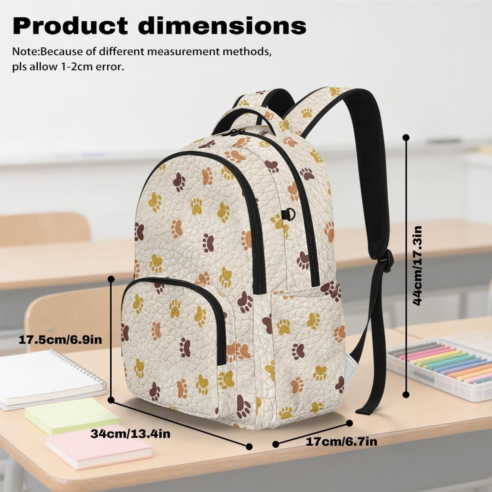 Xixirimido Animal Paws Print Backpack for Boys Girls Elementary Middle School Bookbag Kids Lightweight Back Pack Multi Pocket School Bags Large Capacity