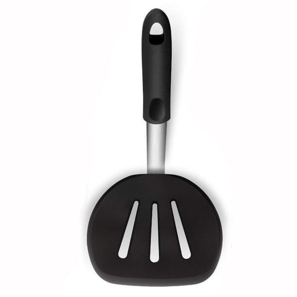 Toystoory Juego de 4 unidades de espátulas planas ranuradas con mango de colador de silicona para barbacoa, tortitas, carne, afinadores de Utensilios de cocina