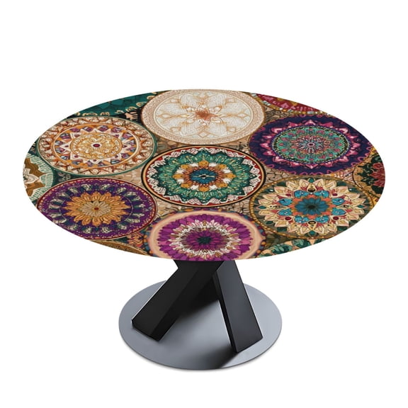 Round Premium Polyester Tablecloth Round Table Cloth Cover For Kitchen And Dining Room Mandala Designs