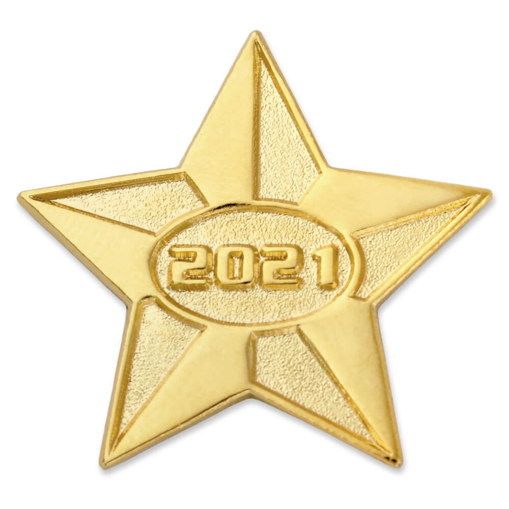 PinMart 2021 Year Gold Star Class of School Graduation Lapel Pin 