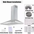 thumbnail image 4 of Range Hood 36-Inch Wall Mount Vent Hood Stainless Steel Ducted/Ductless 3 Speed Exhaust Fan, 4 of 13
