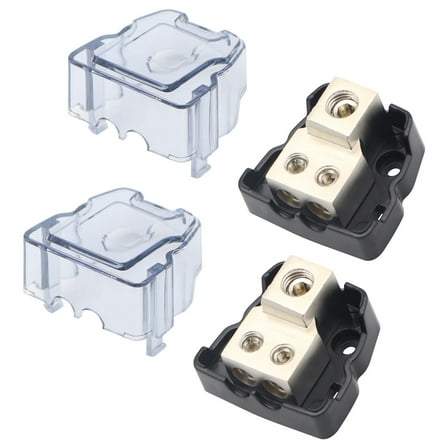2 Sets Car Audio Splitter Amp Power 4 Gauge In 8 Gauge Out Distribution Block
