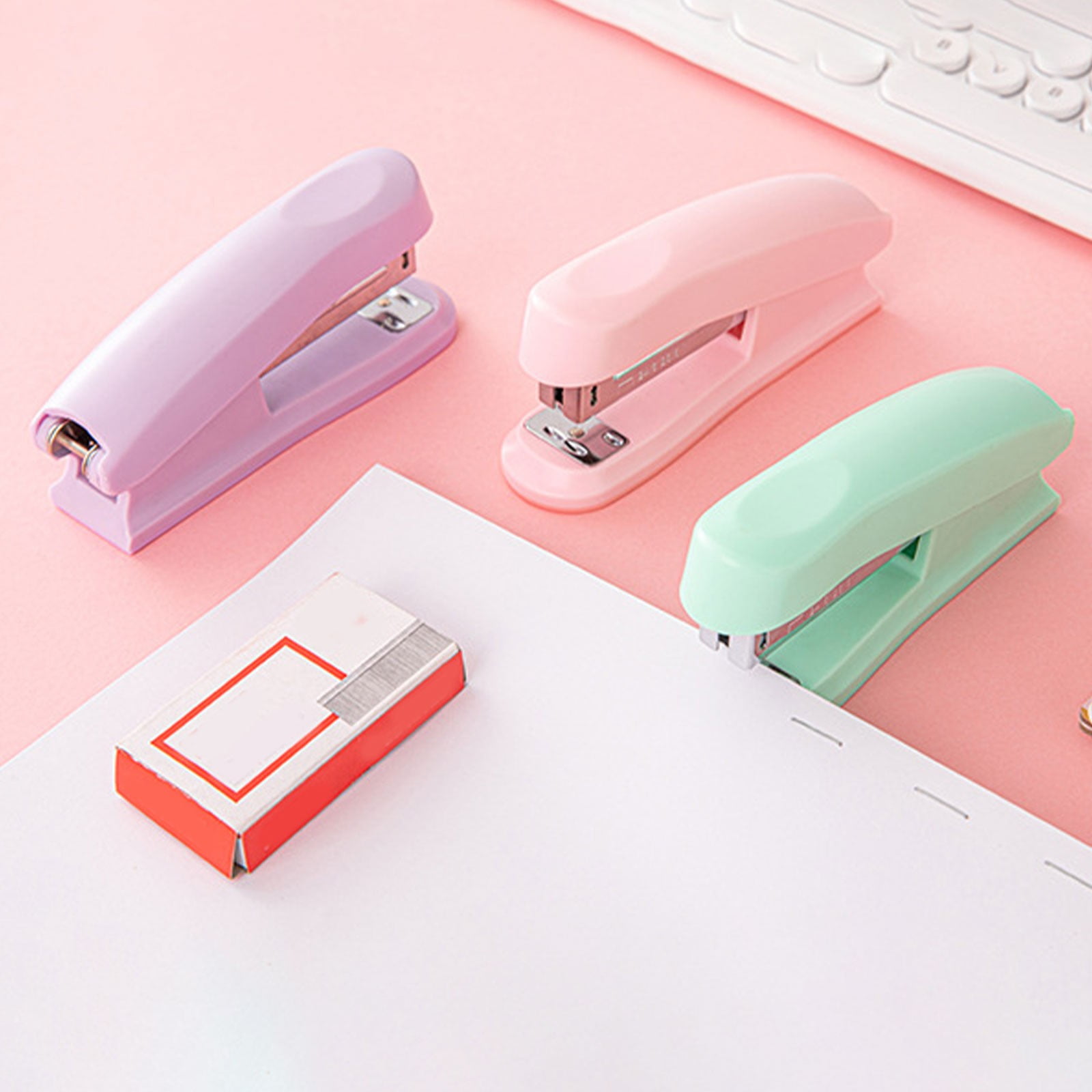 Sentmoon Stapleless Stapler Staplers for Desk Effortless Stapler Compact And Portable Office And Student Stationery Macaron Colored Medium Sized Stapler for Desk