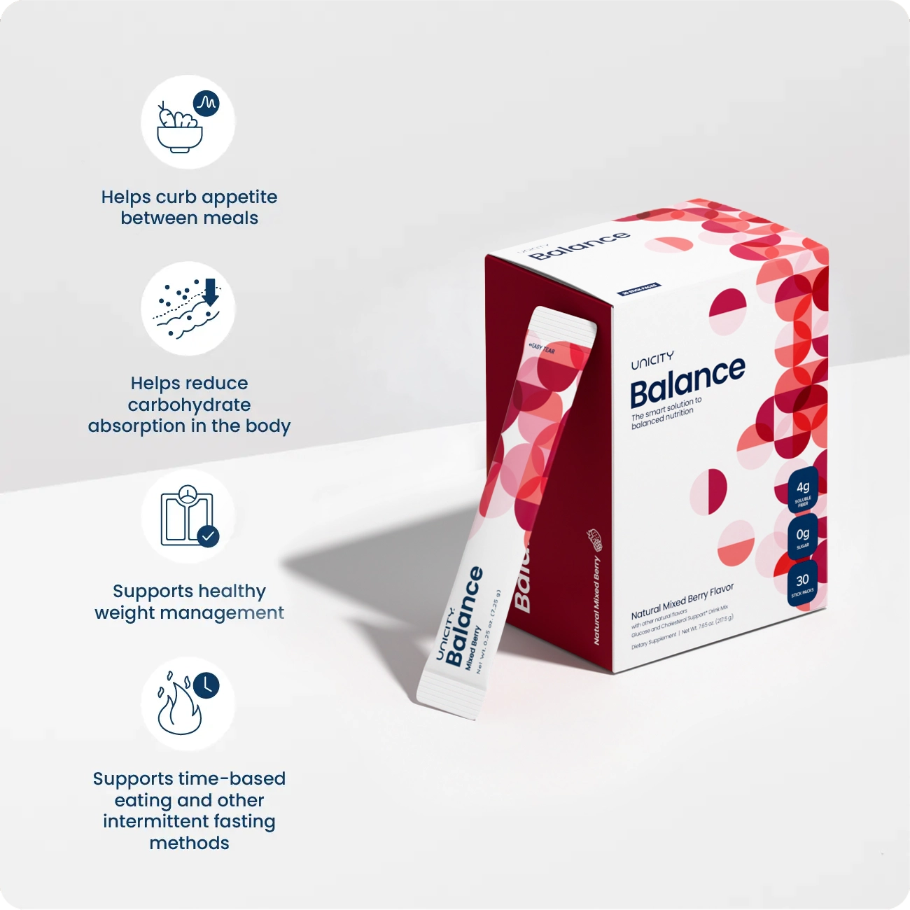 Unicity Balance Mixed Berry Drink Mix with Bottle, 30 Sachets, Fiber Drink Mix Powder, Reusable Mixing Bottle Included, Instant Berry Beverage, Low Calorie Daily Drink Mix for Men & Women